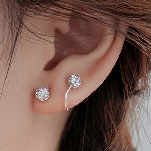 Any 4/$25! Silver Corkscrew Crystal Pave Earrings - Picture 3 of 8